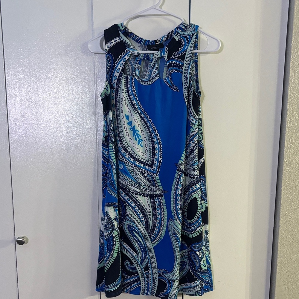 Alyx Blue and Black Paisley Midi Dress